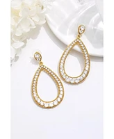 Artisanal Pave Hollow Teardrop Earrings