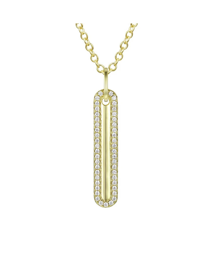 Genevive Sterling Silver Cubic Zirconia Long Pendant Necklace