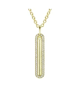 Genevive Sterling Silver Cubic Zirconia Long Pendant Necklace