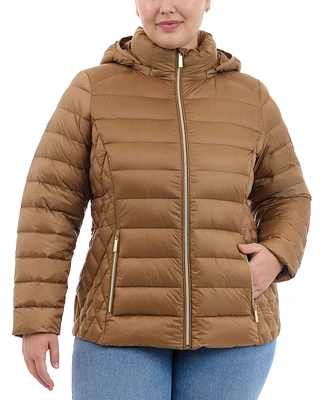 Michael Kors Plus Hooded Packable Down Puffer Coat, Created for Macy's