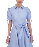 Eliza J Women's Cotton Tie-Waist Bubble-Sleeve Shirtdress