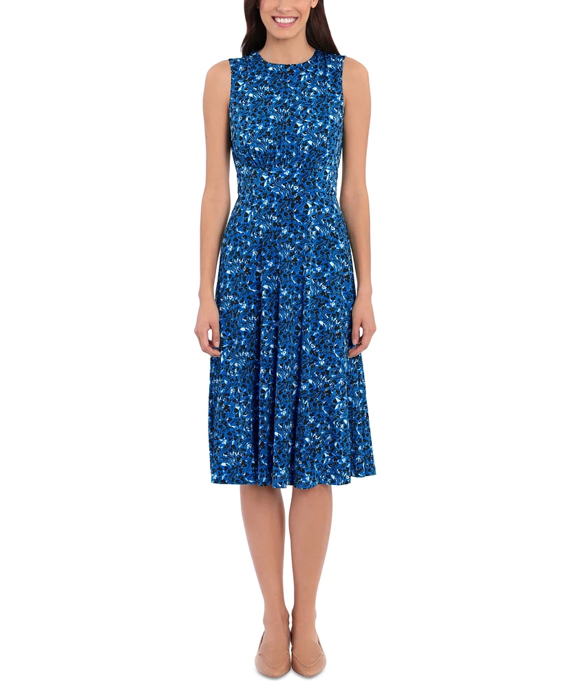 London Times Women's Printed Fit & Flare Dress