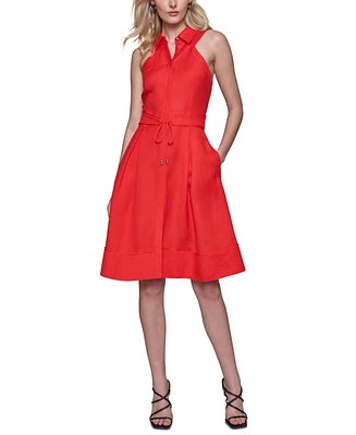 Karl Lagerfeld Paris Women's Button-Front A-Line Dress