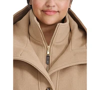 Tommy Hilfiger Plus Size Single-Breasted Hooded Button-Front Coat, Created for Macy's