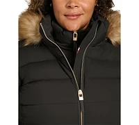 Tommy Hilfiger Plus Faux-Fur-Trim Hooded Puffer Coat, Created for Macy's