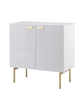 Hulala Home Hennigan Accent Cabinet with Metal Legs and Shelves