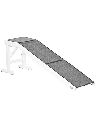 PawHut 60" Pet Ramp for Dogs & Cats with Non-Slip Carpet, White