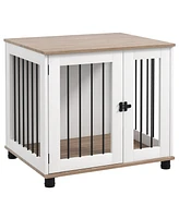 PawHut Dog Crate Furniture, Side or End Table w/ Door for Small Medium Dogs