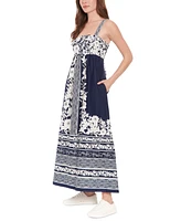 London Times Women's Floral Smocked Square-Neck Dress