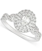 Diamond Oval Multi-Halo Twist Engagement Ring (1 ct. t.w.) in 14k White Gold