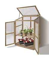 Sugift 30 x 22 x 43 Inch Garden Portable Wooden Greenhouse