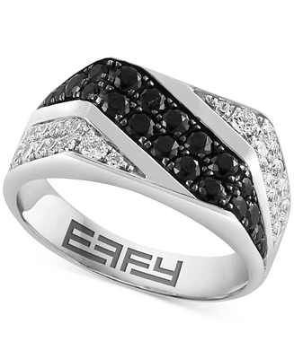 Effy Men's Black Spinel (1-5/8 ct. t.w.) & Zircon (1-1/5 ct. t.w.) Ring in Sterling Silver