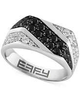 Effy Men's Black Spinel (1-5/8 ct. t.w.) & Zircon (1-1/5 ct. t.w.) Ring in Sterling Silver