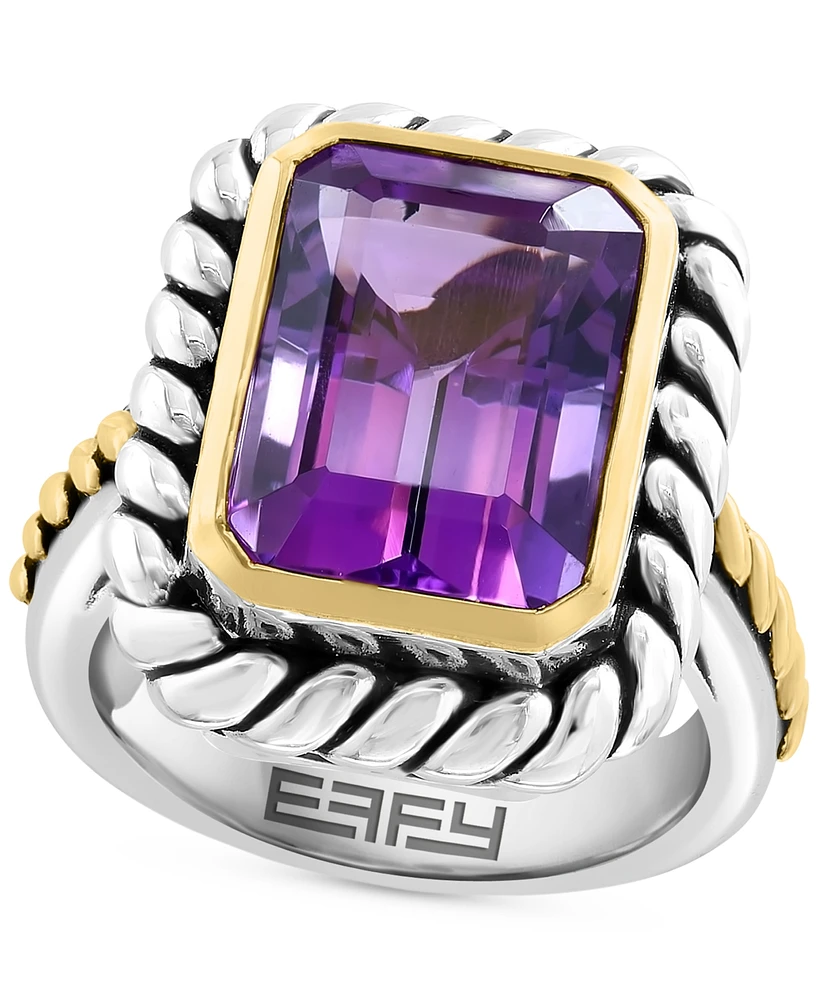 Effy Amethyst Rope Frame Statement Ring (6-5/8 ct. t.w.) in Sterling Silver & Gold-Plate