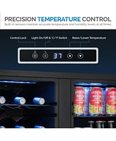 Newair Shadow Series Wine Cooler Refrigerator 18 Bottles & 59 Cans Dual Temperature Zones in Black