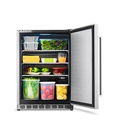 Newair 24" 5.3 Cu. Ft. Commercial Stainless Steel Built-in Beverage Refrigerator, Steel Interior, Weatherproof and Outdoor Rated