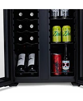 Newair Shadow Series Wine Cooler Refrigerator 12 Bottle & 39 Can Dual Temperature Zones, Freestanding Mirrored Wine and Beverage Fridge with Double-La