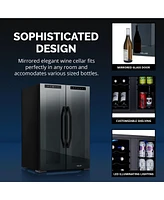 Newair Shadow Series Wine Cooler Refrigerator 12 Bottle & 39 Can Dual Temperature Zones, Freestanding Mirrored Wine and Beverage Fridge with Double-La