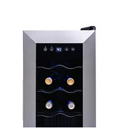 Newair 12 Bottle Wine Cooler Refrigerator, Freestanding Wine Fridge with Stainless Steel & Double-Layer Tempered Glass Door, Quiet Compressor Cooling