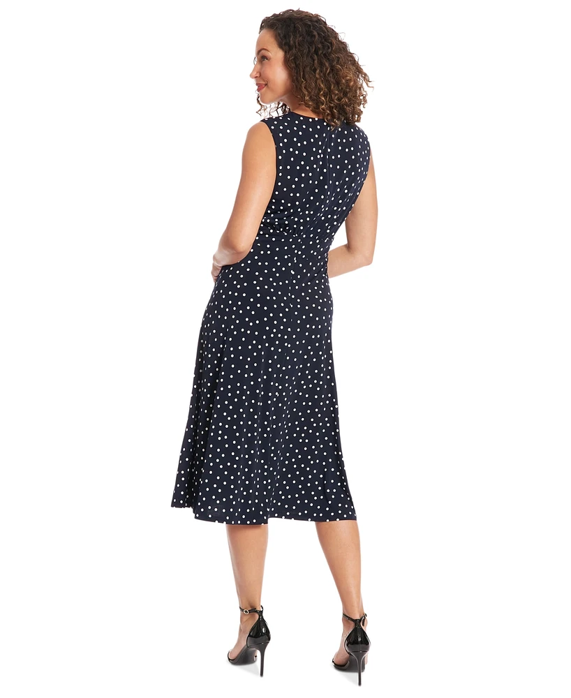 London Times Women's Polka-Dot Fit & Flare Dress