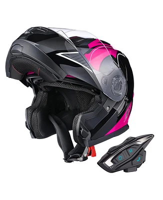 Ahr Dot Motorcycle Helmet Bluetooth 5.2 Headset Modular Flip up Full Face