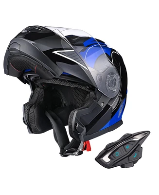 Ahr Motorcycle Flip up Full Face Helmet Bluetooth 5.2 Headset Dot Approved