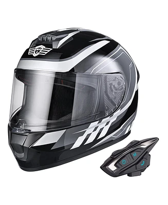Ahr Dot Motorcycle Helmet Bluetooth 5.2 Headset Intercom Full Face Visor Atv