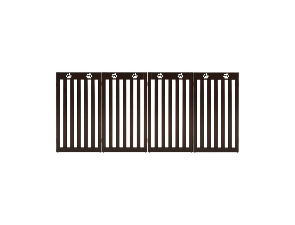 Slickblue 36 Inch Folding Wooden Freestanding Pet Gate with 360° Hinge