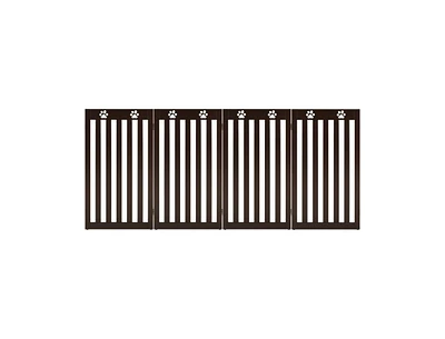 Slickblue 36 Inch Folding Wooden Freestanding Pet Gate with 360° Hinge