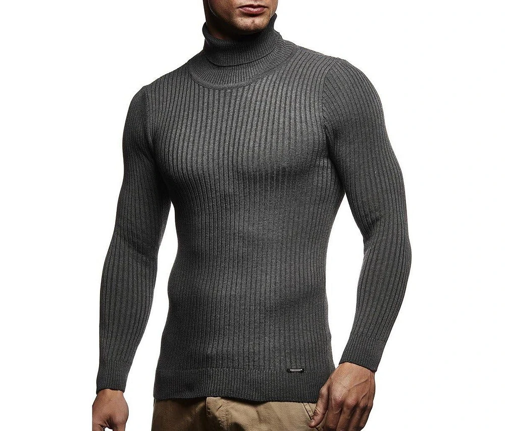 Leif Nelson Men's Turtleneck Sweater Slim Fit | Men's Polo Neck Longsleeve | Turtleneck Sweater Long Sleeve for Men