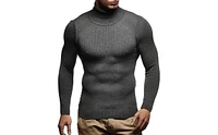 Leif Nelson Men's Turtleneck Sweater Slim Fit | Men's Polo Neck Longsleeve | Turtleneck Sweater Long Sleeve for Men