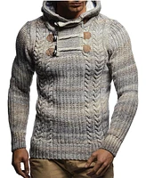 Leif Nelson Men's Knit Hoodie with Toggle Closures – High Collar Design