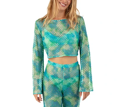Hurley Juniors' Color Wash Mesh Cover-Up Cropped Top