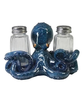 Fc Design 6"W Blue Octopus Slat & Pepper Shaker Holder Home Decor Perfect Gift for House Warming, Holidays and Birthdays