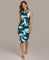 Donna Karan Women's Printed Cowlneck Sheath Dress