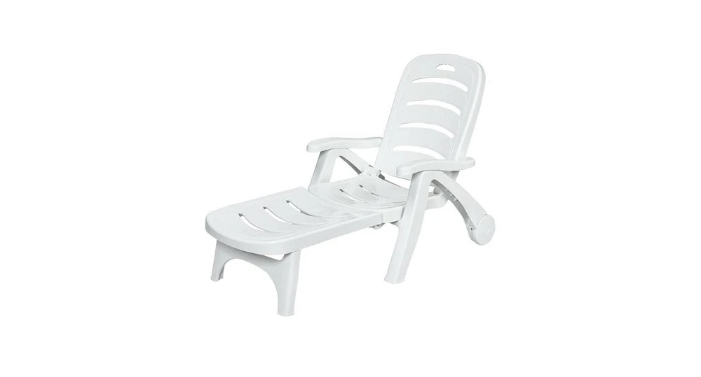 Slickblue 5-Position Adjustable Folding Chaise Rolling Lounge Chair