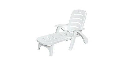 Slickblue 5-Position Adjustable Folding Chaise Rolling Lounge Chair