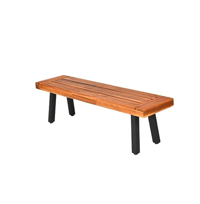 Slickblue Acacia Wood Dining Bench Rustic Wood Outdoor Patio