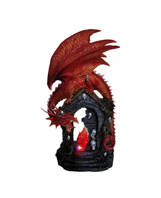 Fc Design 14"H Red Dragon o a Gate with Led Figurine Decoration Home Decor Perfect Gift for House Warming, Holidays and Birthdays