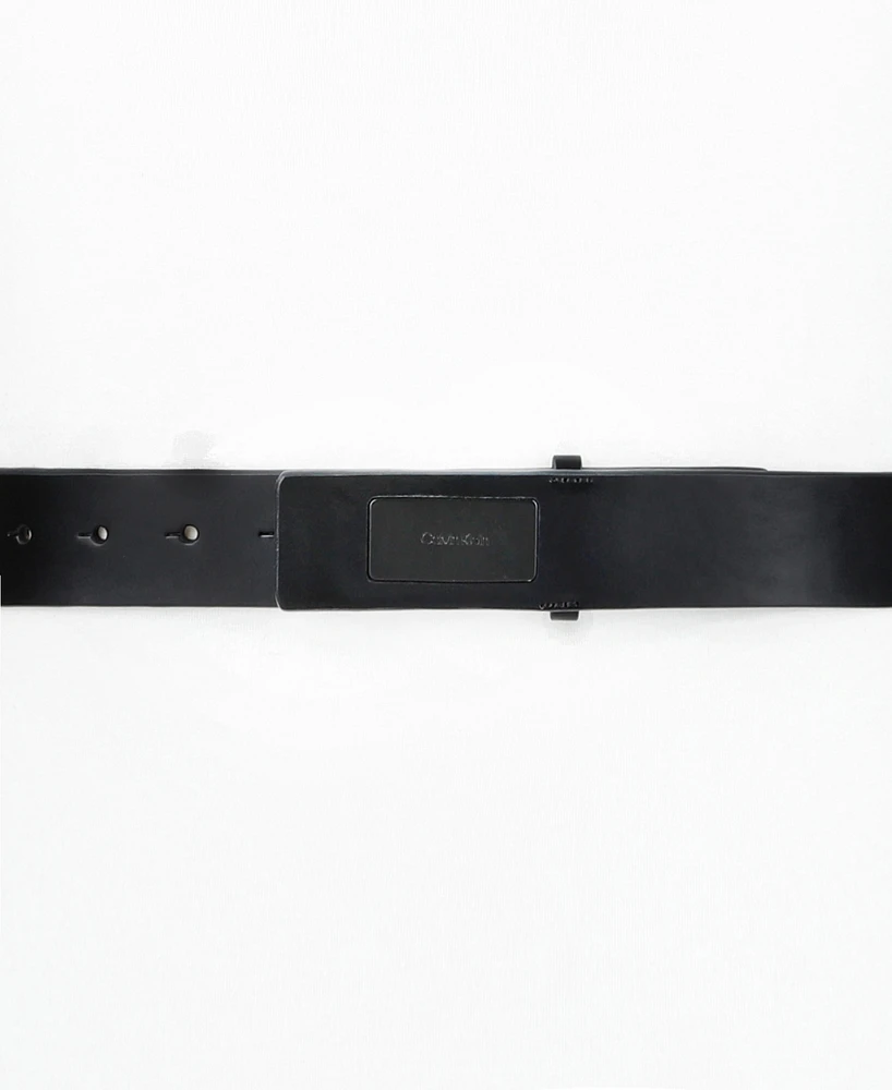 Calvin Klein Men's Ultra-Modern Inlaid Plaque-Buckle Logo Belt