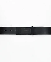 Calvin Klein Men's Ultra-Modern Inlaid Plaque-Buckle Logo Belt