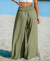 Cupshe Women's Olive Paperbag Wide Leg Pants