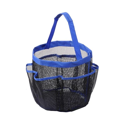 Yescom Portable Mesh Shower Caddy Tote 8 Pockets Bathroom Carry Bag Blue/Black Opt