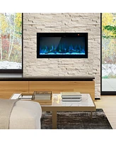 Slickblue Electric Fireplace in-Wall Recessed with Remote Control and Adjustable Color and Brightness