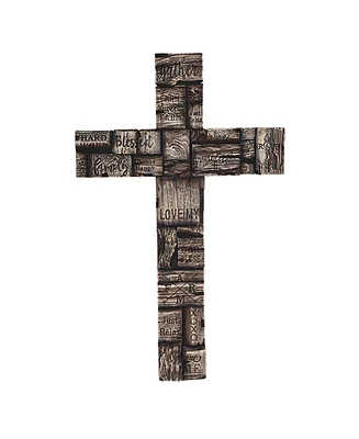 Fc Design 21"H Decorative Woodlike Cross with Worlds Wall Plaque Statue Wall Holy Home Decor Perfect Gift for House Warming, Holidays and Birthdays