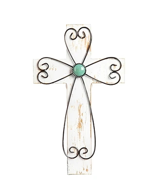Fc Design 12.5"H White Wooden Cross Wall Plaque Holy Home Decor Perfect Gift for House Warming, Holidays and Birthdays