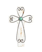 Fc Design 12.5"H White Wooden Cross Wall Plaque Holy Home Decor Perfect Gift for House Warming, Holidays and Birthdays