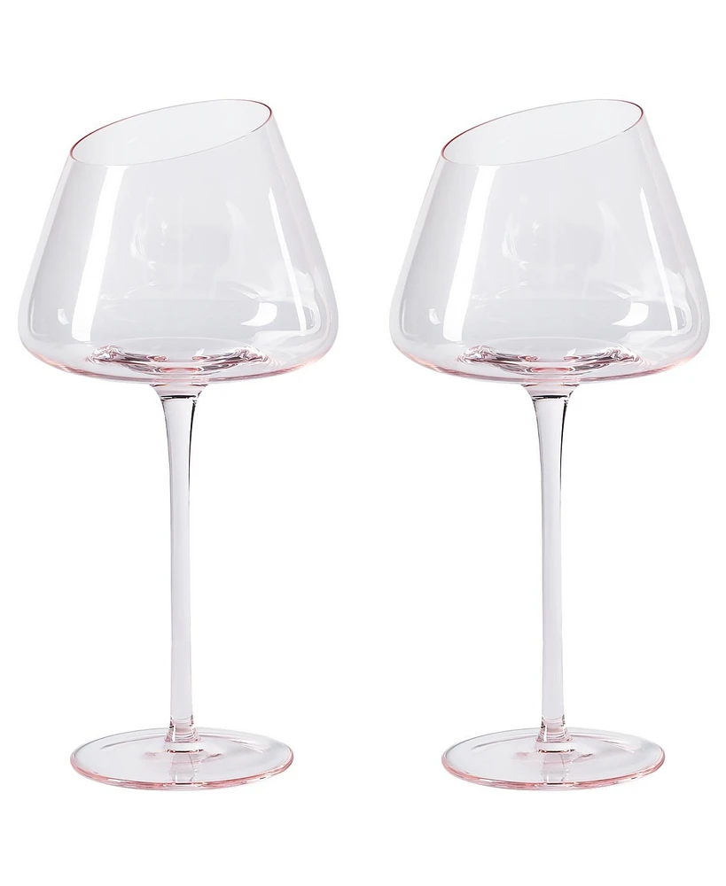 Ventray Home French Style Pink Crystal Burgundy Wine Glasses, Lead-Free Premium Champagne Glasses