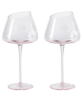 Ventray Home French Style Pink Crystal Burgundy Wine Glasses, Lead-Free Premium Champagne Glasses