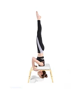 Slickblue Yoga Headstand Wood Stool with Pvc Pads - White